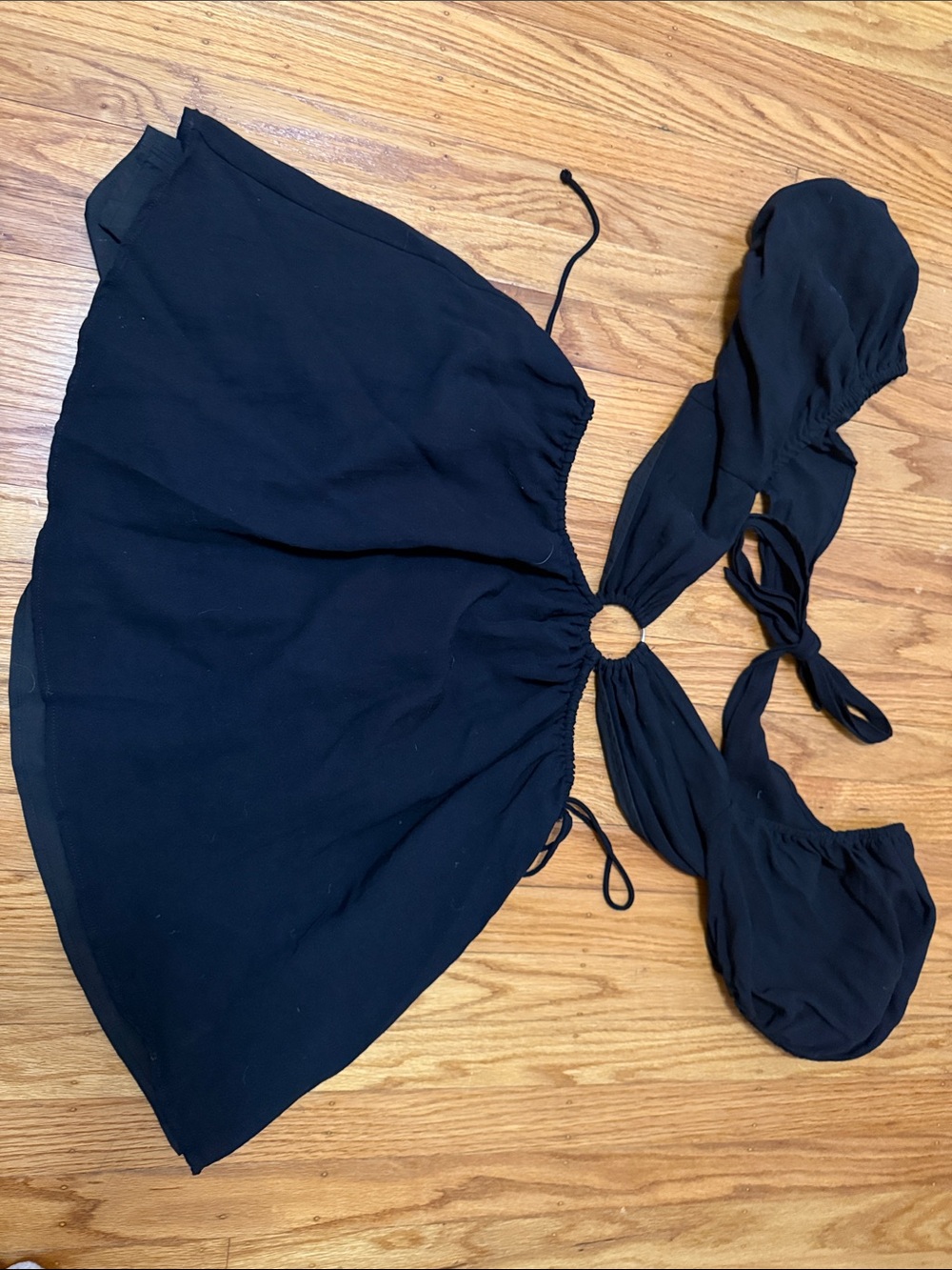 Women’s Black Mini Dress with Front Ring Detail